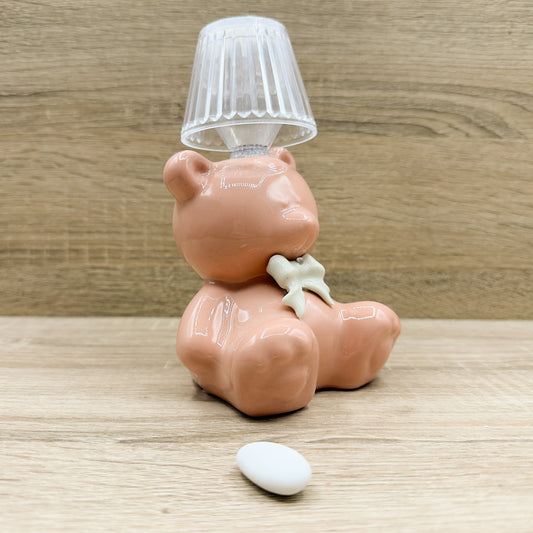 Lampada Salvadanaio Orsetto Rosa Orchidea Bomboniere