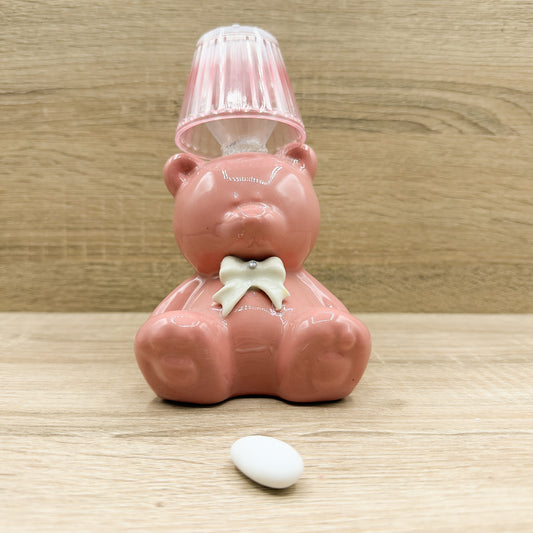 Lampada Salvadanaio Orsetto Rosa Orchidea Bomboniere