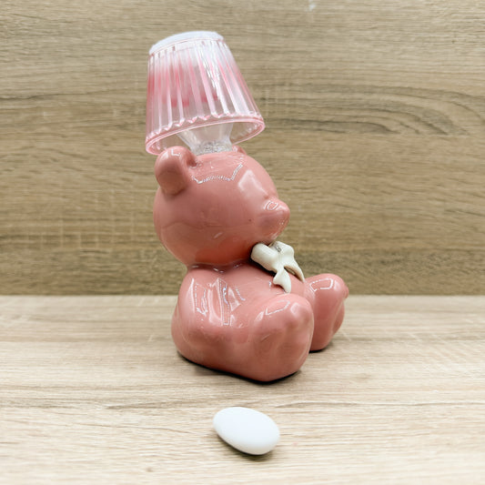 Lampada Salvadanaio Orsetto Rosa Orchidea Bomboniere