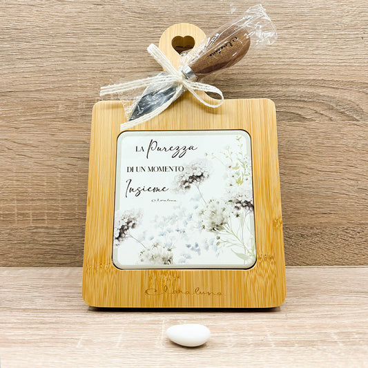 Tagliere Bamboo Decoro Floreale Verde Claraluna