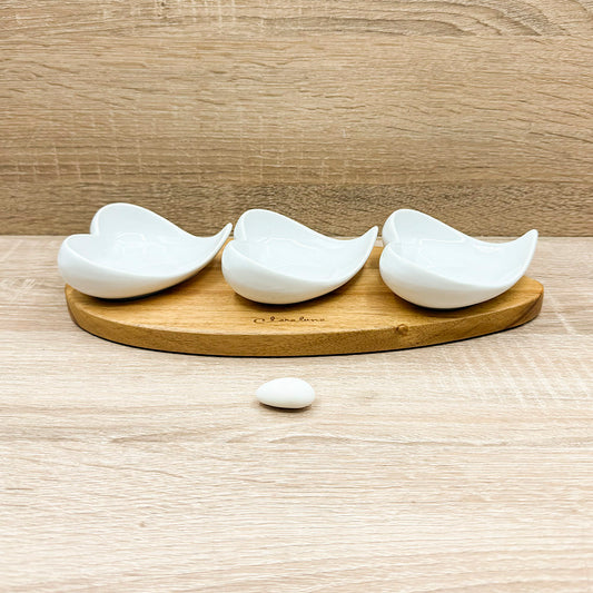 Vassoio Acacia con Tre Ciotole Claraluna