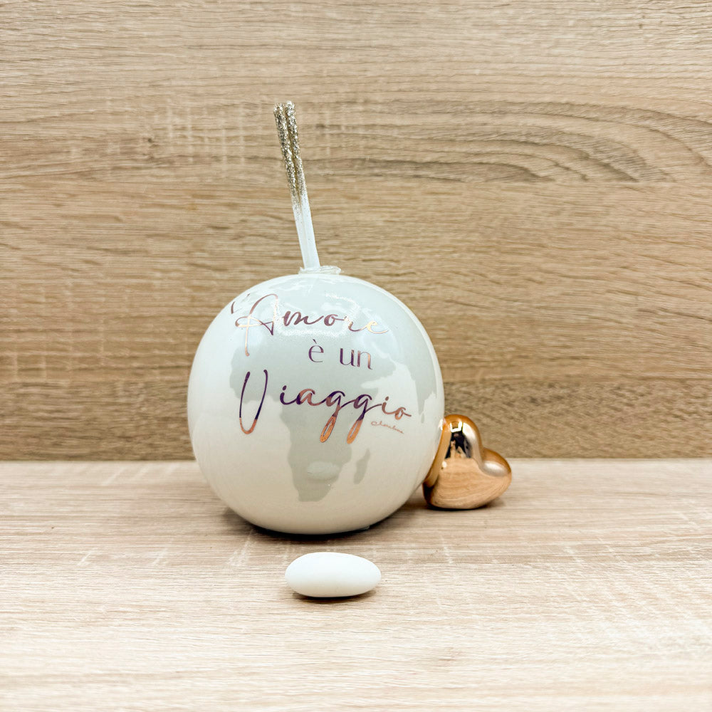 Profumatore Mappamondo Grande con Cuore Oro Rosa e Frase Claraluna