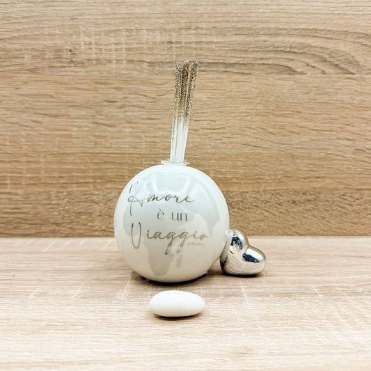 Profumatore Mappamondo Piccolo con Cuore Argento e Frase Claraluna