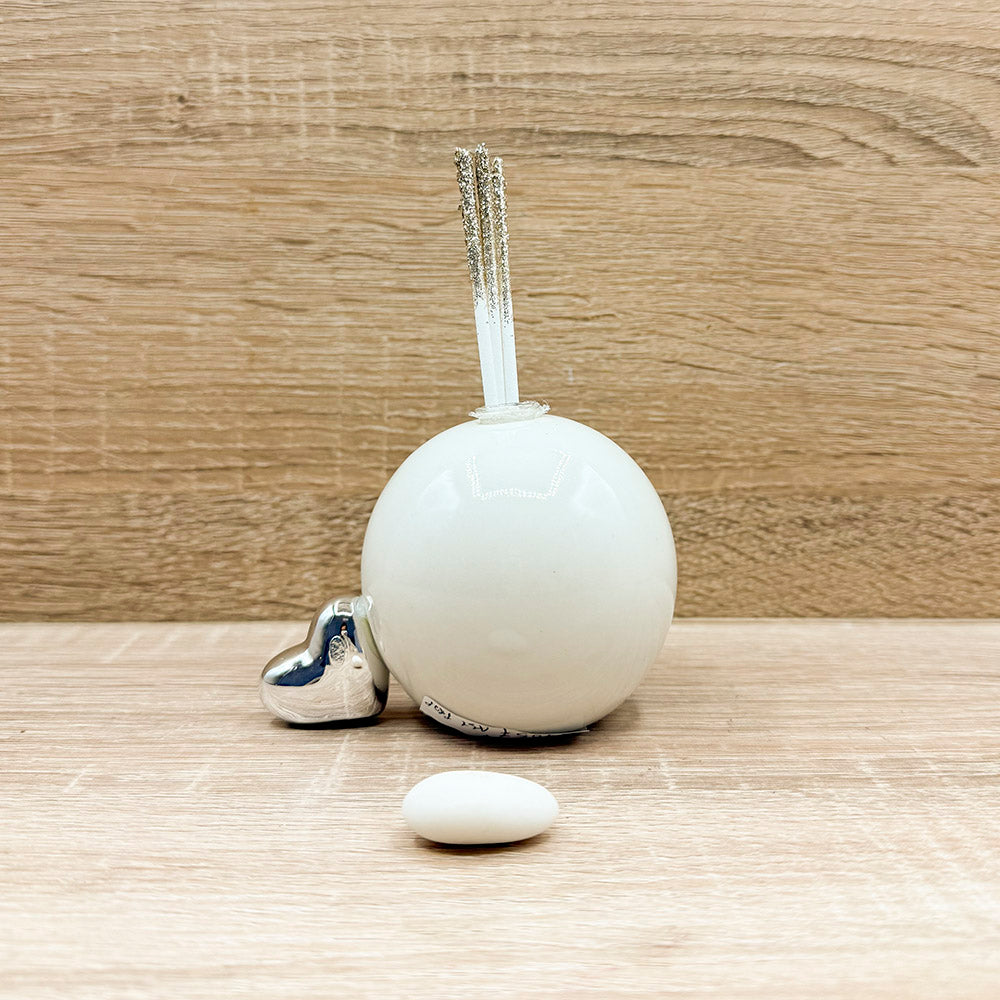 Profumatore Mappamondo Piccolo con Cuore Argento e Frase Claraluna