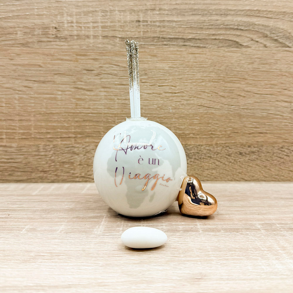 Profumatore Mappamondo Piccolo con Cuore Oro Rosa e Frase Claraluna