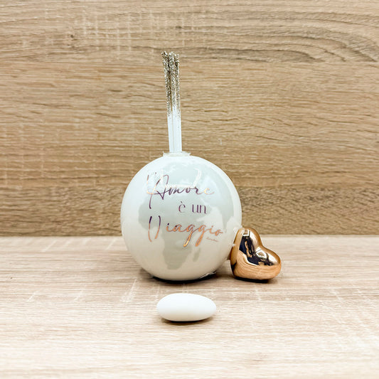 Profumatore Mappamondo Piccolo con Cuore Oro Rosa e Frase Claraluna