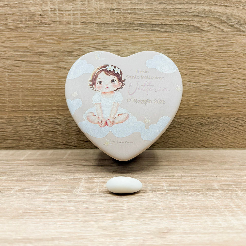 Candela Cuore Battesimo Bimba Claraluna