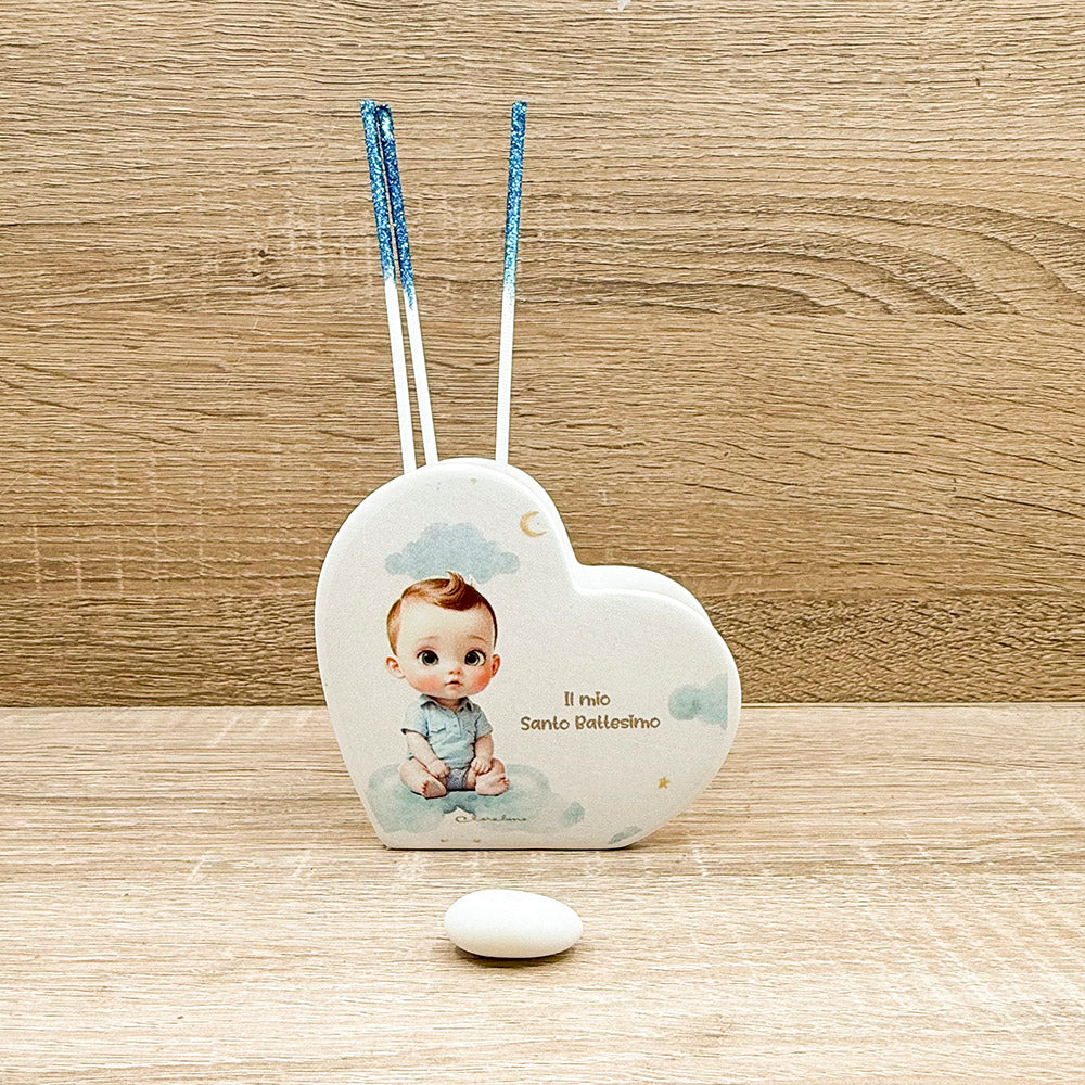 Profumatore Cuore Battesimo Bimbo Claraluna