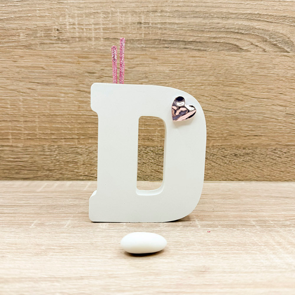 Profumatore Lettera "D" con Cuore Rosa Claraluna