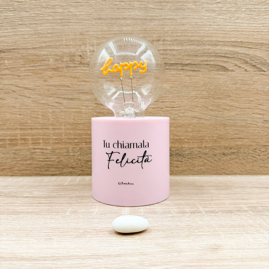 Lampada Led Rosa " Happy" Claraluna