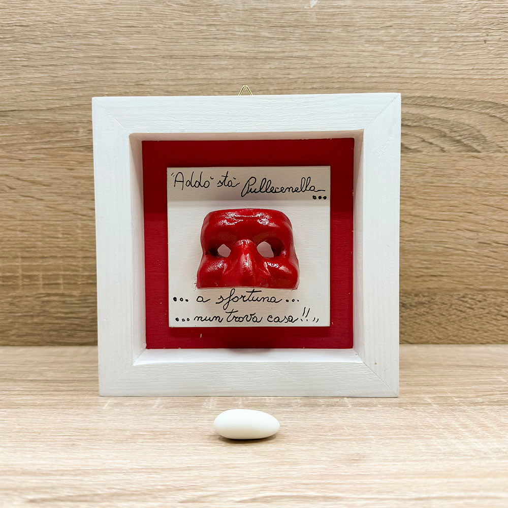 Quadretto Pulcinella Rosso Bella Napoli