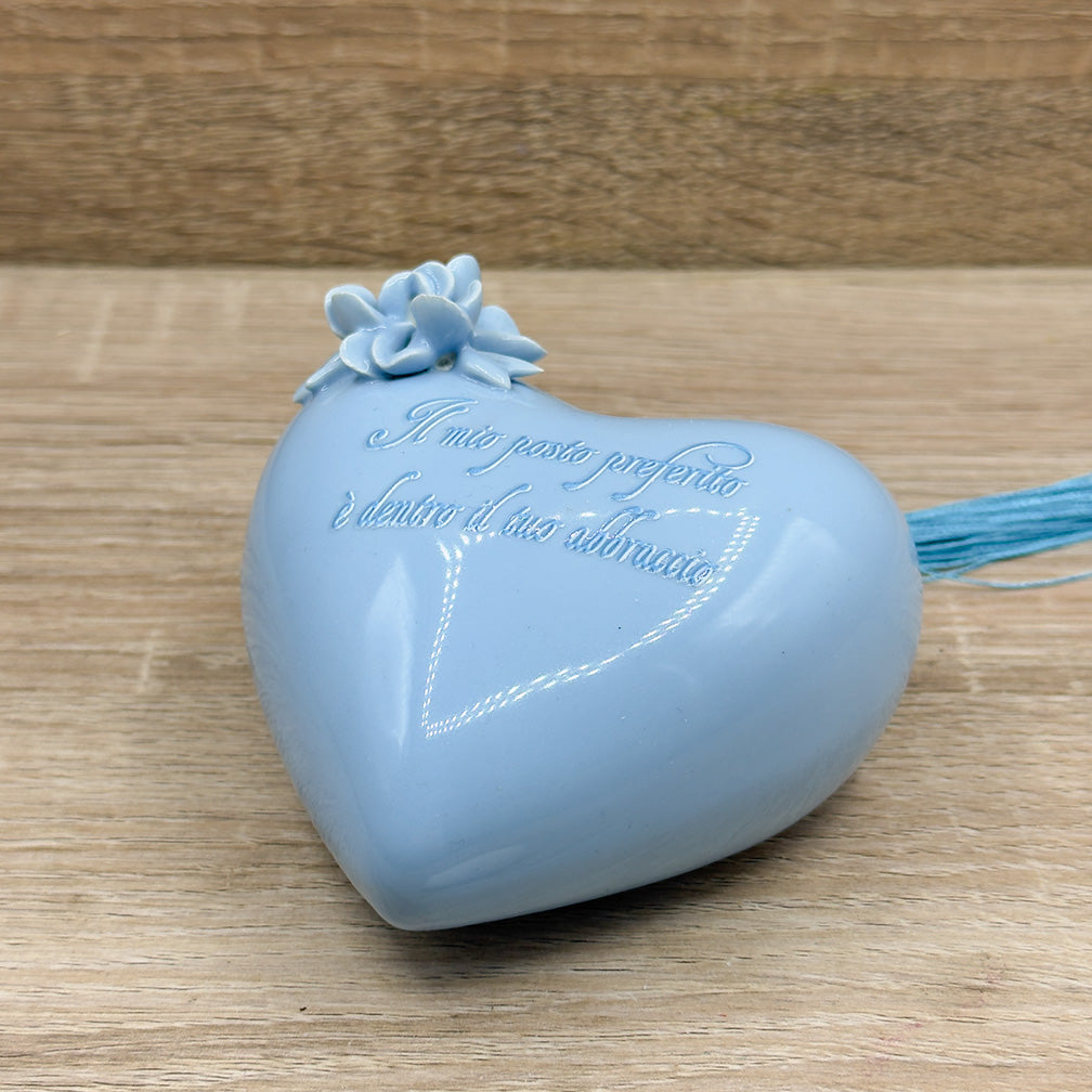 Cuore Celeste Con Frase Orchidea Bomboniere