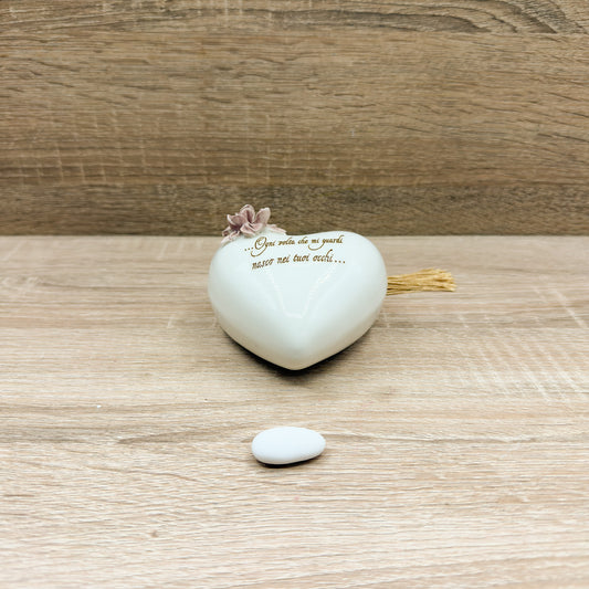 Cuore Bianco Con Frase Orchidea Bomboniere