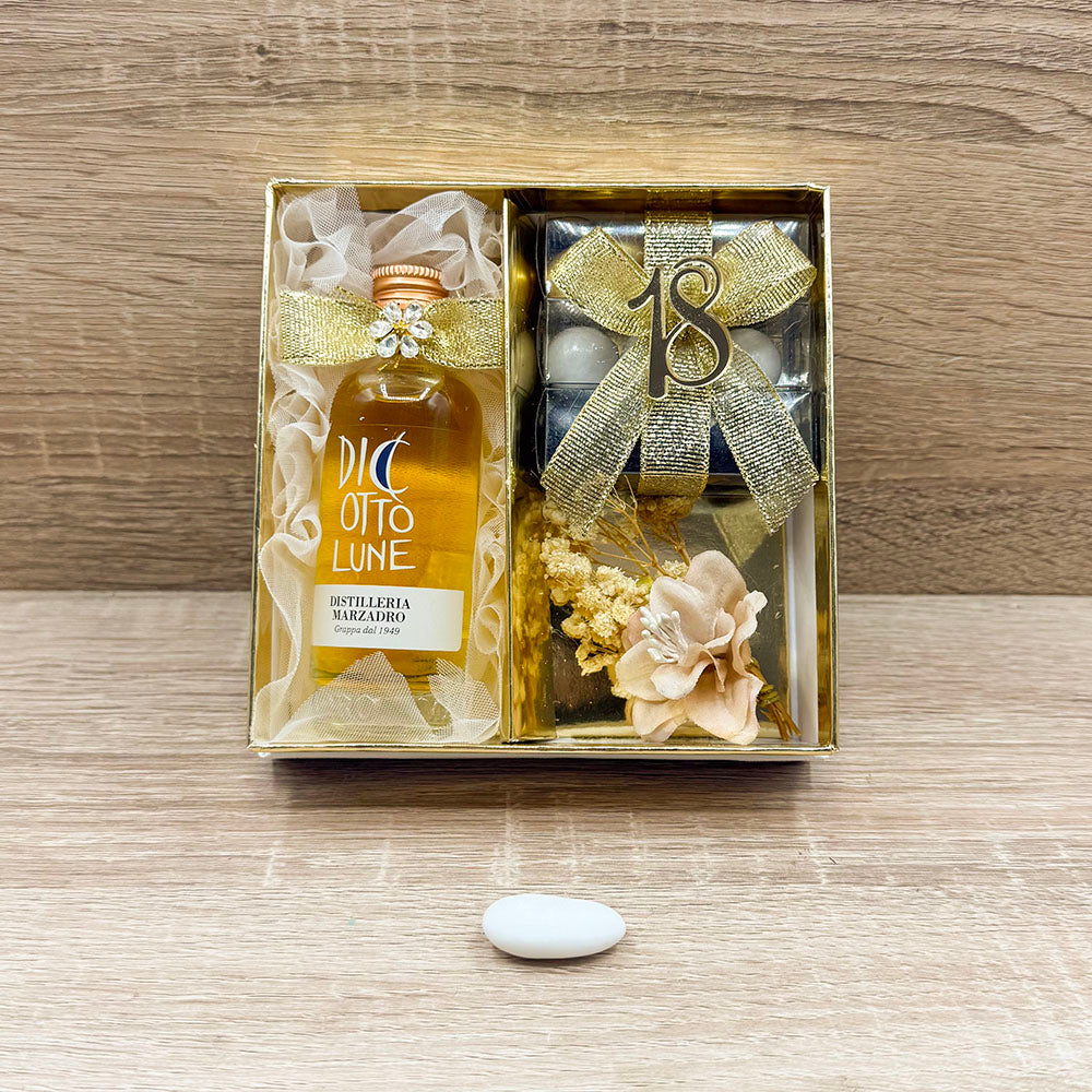 Scatola con Mignon di Grappa Diciotto Lune Marzadro