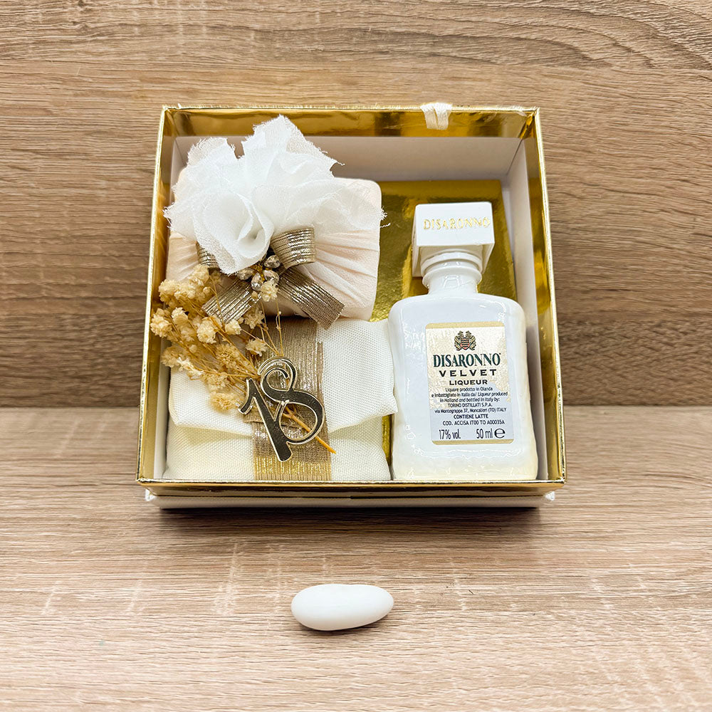 Scatola con Bottiglia Mignon di Disaronno Velvet