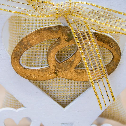 Portaconfetti con Sacchetto Cuore Nozze d'Oro
