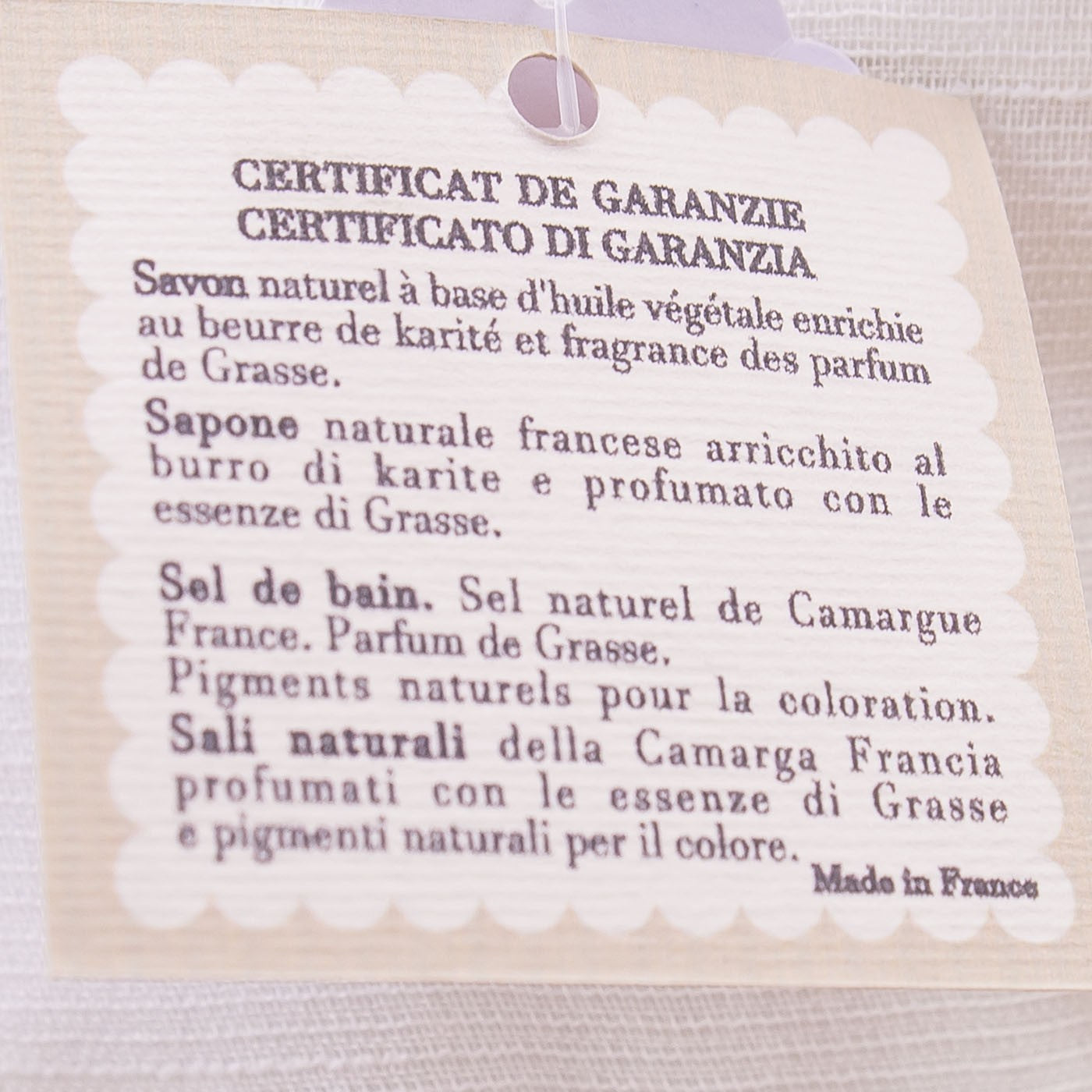 Sacchetto Floreale con Fiore Porcellana e Sali Profumati Francesi La Vie en Rose