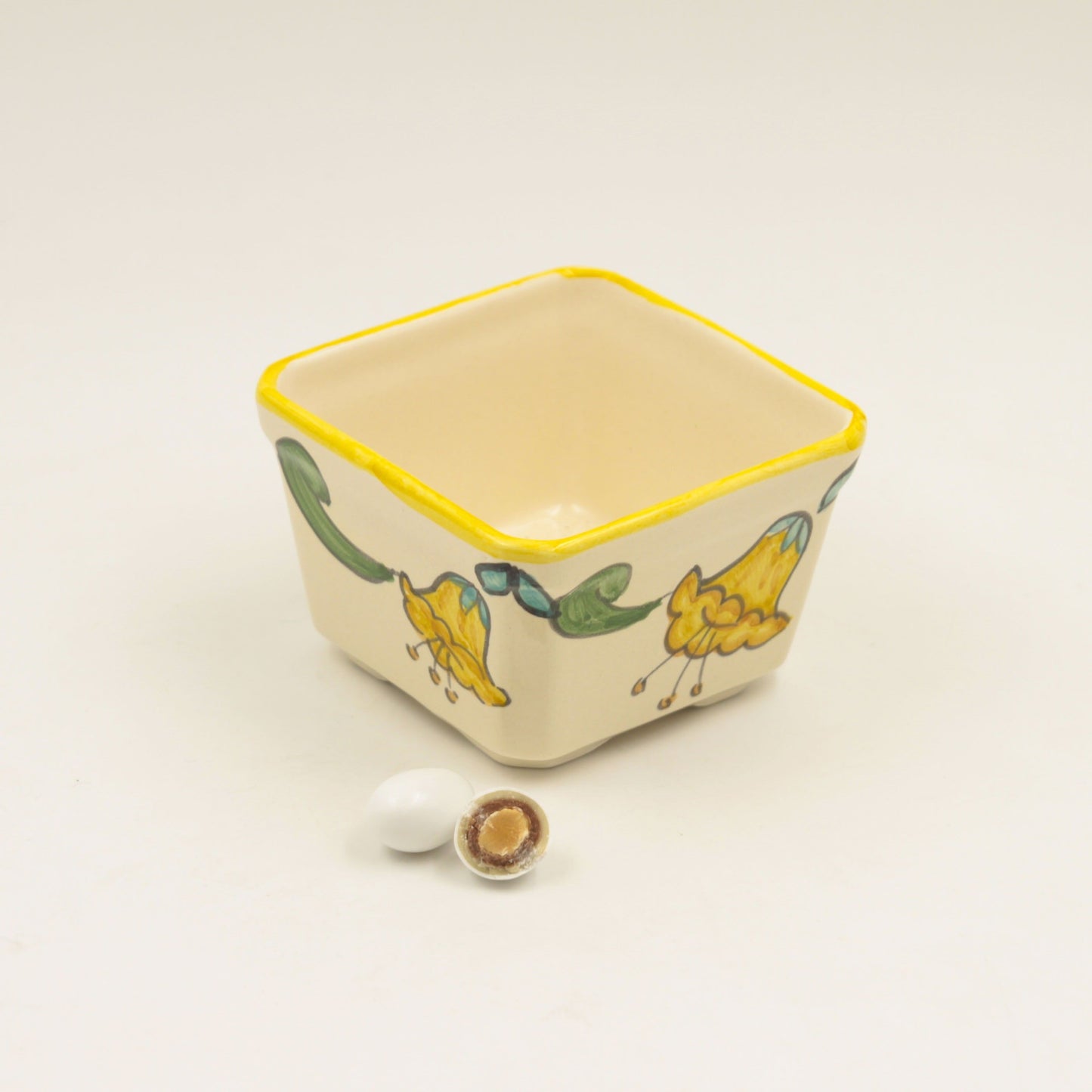 Vaso Bonsai Quadrato Giallo Stile Vietrese Il Borgo di Vietri